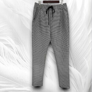 Women's Houndstooth Jogger Pants Black White Size S